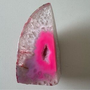 Designs by Marble Crafters Pink Agate Crystal Geode Slice Home Accent